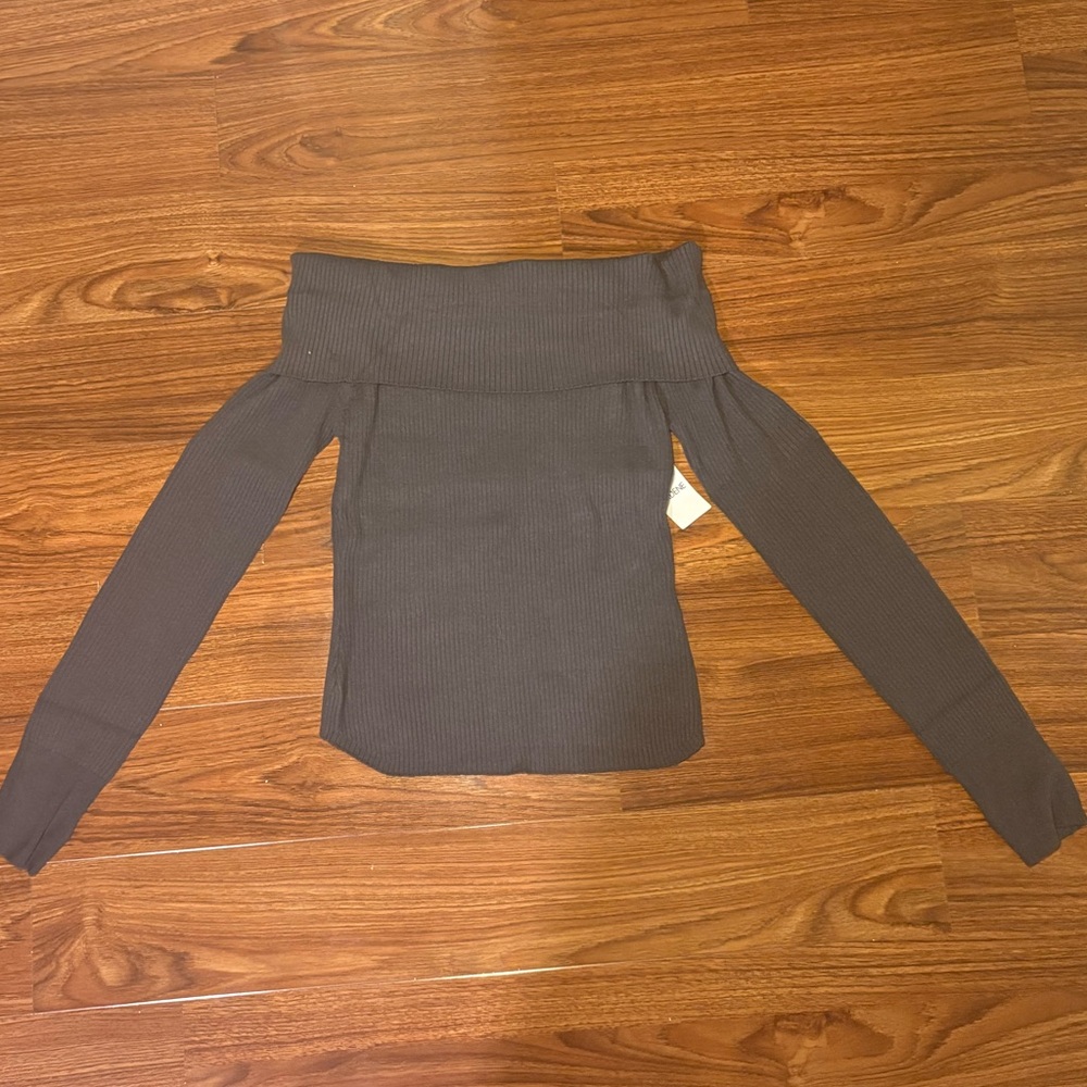 Ardene Off-the-Shoulder Ribbed Sweater Top - Brown